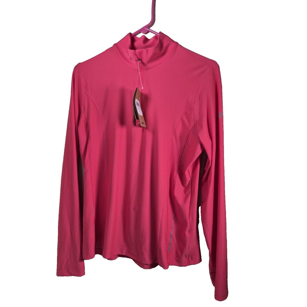 Asics Womens Competition 1/4 Zip Pullover Size M Pink Long Sleeve Activewear NWT